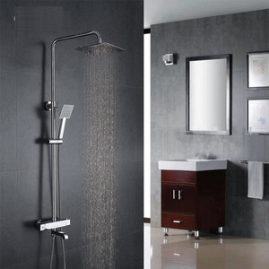 Modern Thermostatic Square Top And Hand Shower Faucets