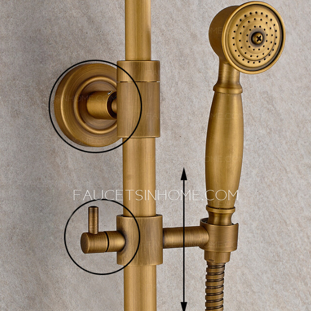Vintage Brass Bathroom Outdoor Shower Faucets With Shelves