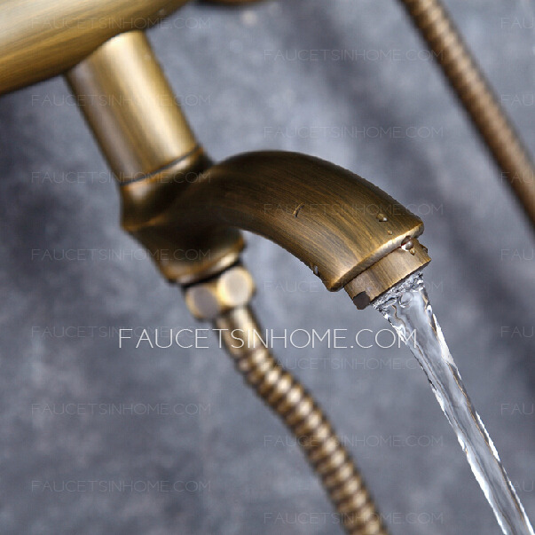 Retro Antique Bronze High Bathroom Exposed Shower Faucets System