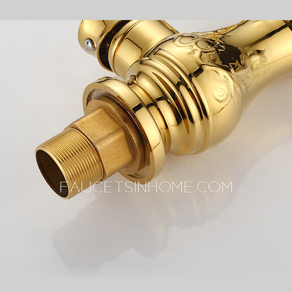 Best Designed Golden Brass Kitchen Faucets Single Handle