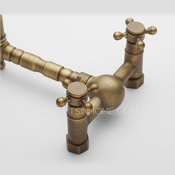 Vintage Heightening 2 Handle Bronze Kitchen Sink Faucets