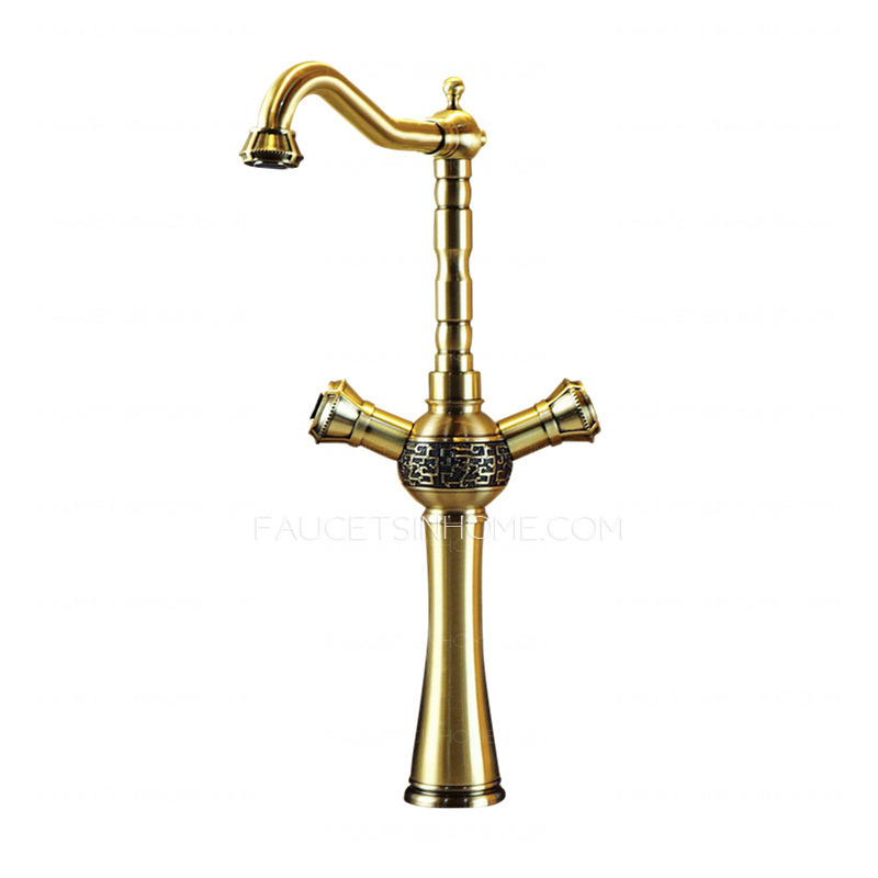 Heightening Antique Bronze 2 Handle Kitchen Sink Faucets