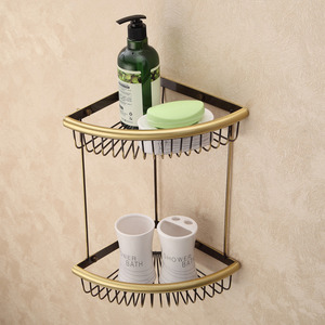 Designer Triangle Wire Antique Bronze Bathroom Corner Shelves