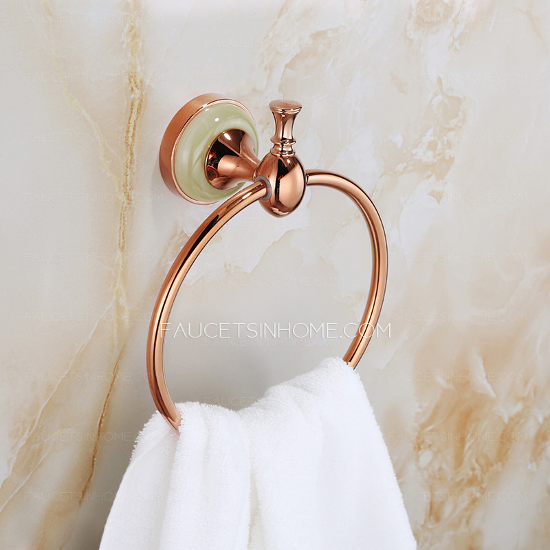 Luxury Jade Rose Gold Towel Rings For Bathroom