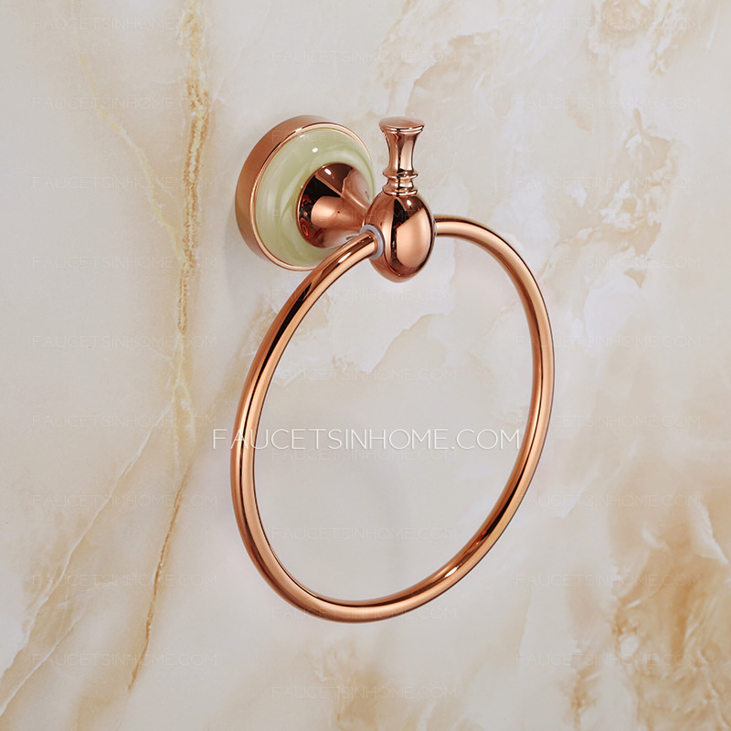 Luxury Jade Rose Gold Towel Rings For Bathroom