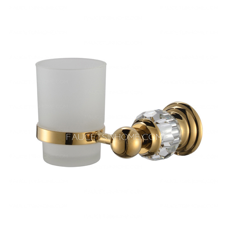 Luxury Gold Brass Crystal Single Toothbrush Holder