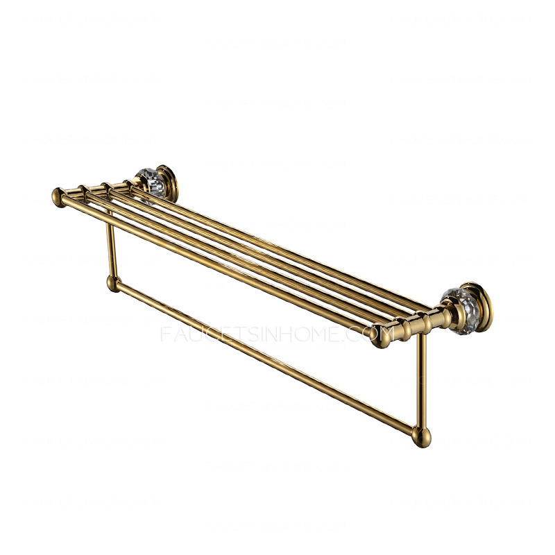 Golden Crystal Brass Bathroom Accessory Sets (4-piece)