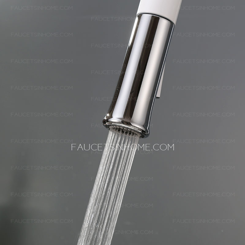 Designed Copper White Chrome Finish Pullout Spray For Kitchen Faucets