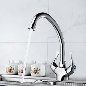 Modern Rotatable Copper Kitchen Faucets With Two Handles 