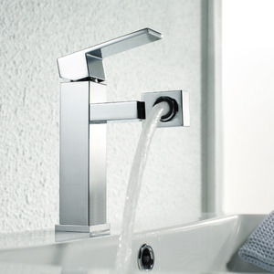 Contemporary Rotatable Square Shape Chrome Bathroom Faucets