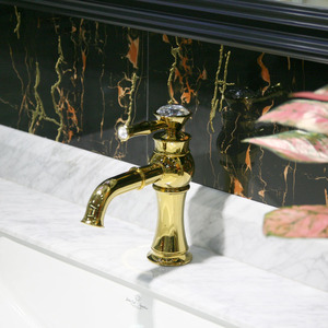 Decorated Crystal Electroplated Gold Plated Bathroom Faucets