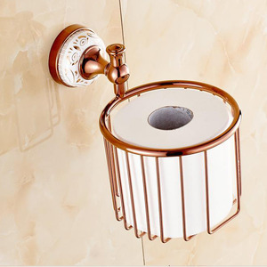Designed Rose Gold Brass Toilet Paper Holder