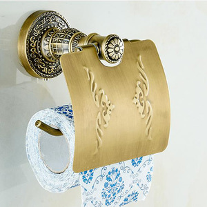 Zinc Alloy Toilet Paper Holder Antique Brass Carving 