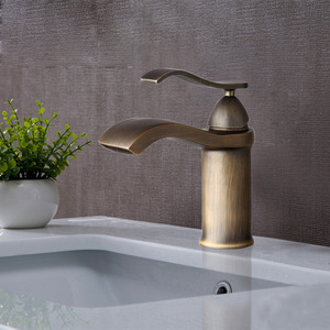 Waterfall Brushed Brass Finish Bathroom Faucets