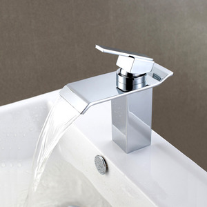 Waterfall Bathroom Sink Faucets Electroplated Finish 