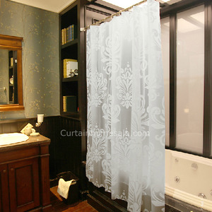 Cheap White Patterned Print Machine Wash Hotel Shower Curtain