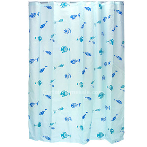 Elegant Baby Blue Color Patterned Decorative Shower Curtain