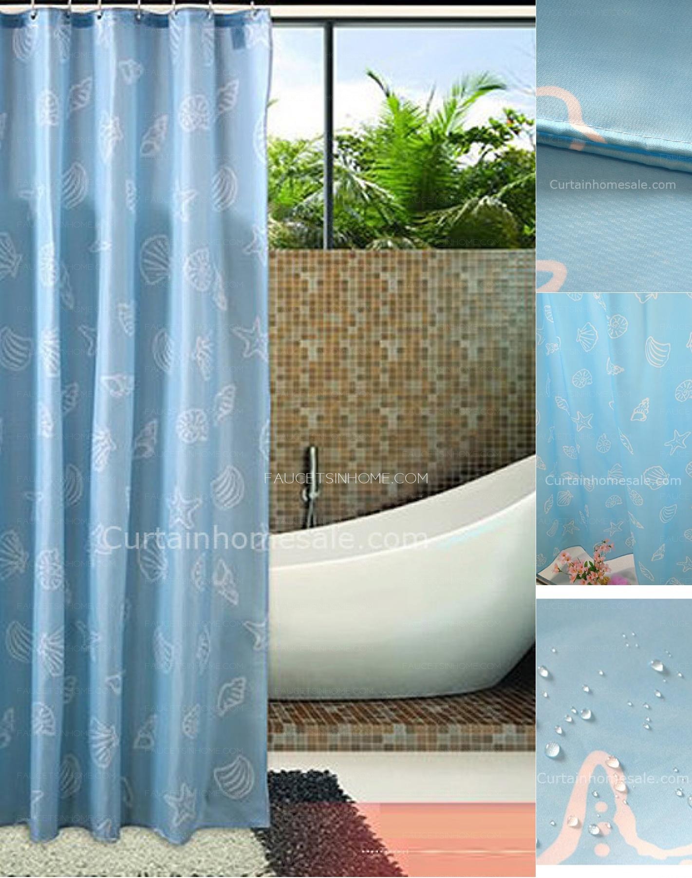 Monogrammed Shower Curtain With Waterproof Baby Blue Print