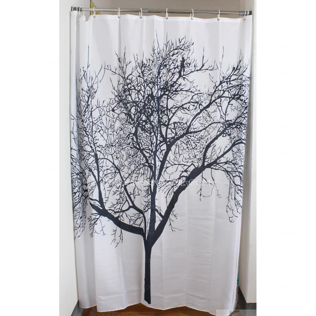 Luxury White Color Patterned Toile Pocket Shower Curtain