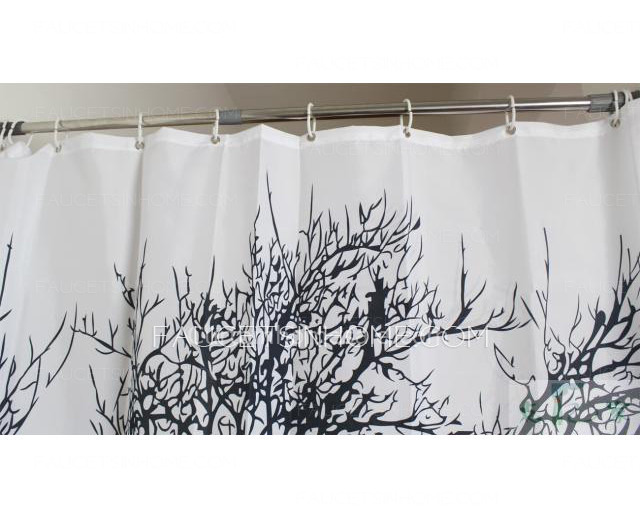 Luxury White Color Patterned Toile Pocket Shower Curtain