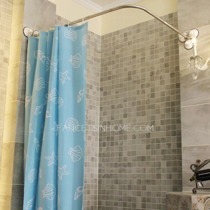Affordable L Shaped White Shower Curtain Rod (No Punch)