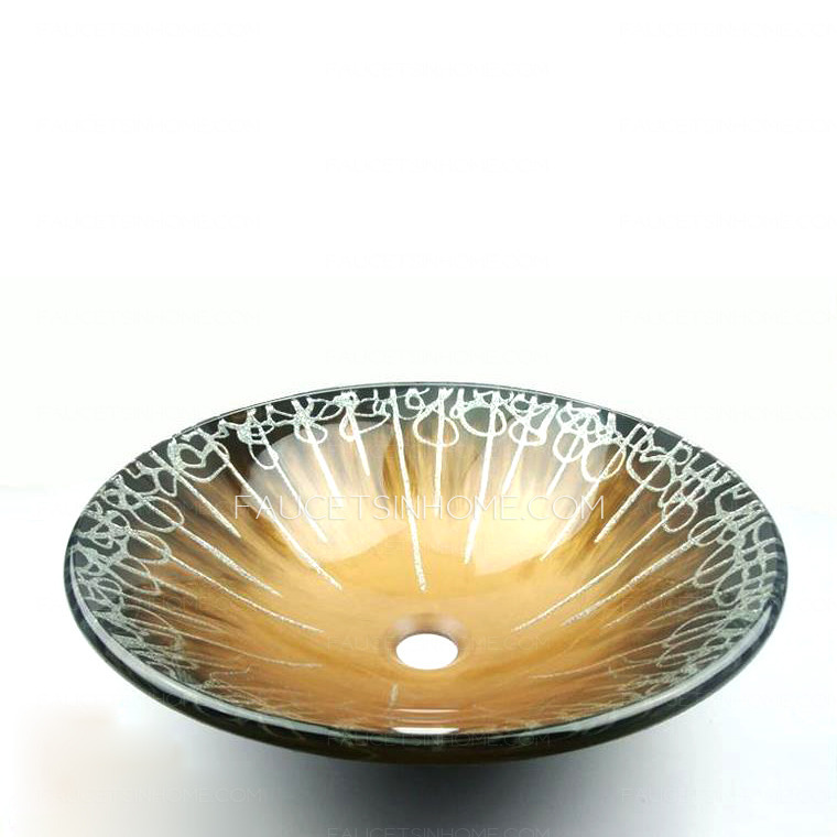 Artistic Round Glass Sinks Brown Single Bowl With Faucet