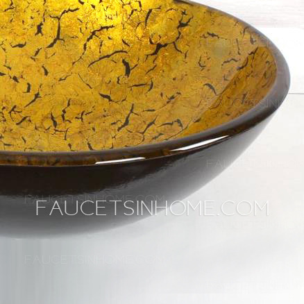 Gold Round Glass Bath Sinks Pattern Single Bowl Luxury