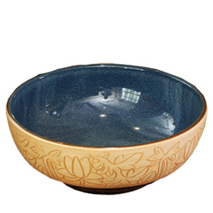 Burlywood Round Ceramic Basin Sinks Single Bowl Lotus Carved