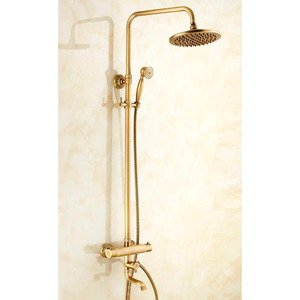 Antique Copper Brushed Exposed Outdoor Shower Faucets Thermostatic