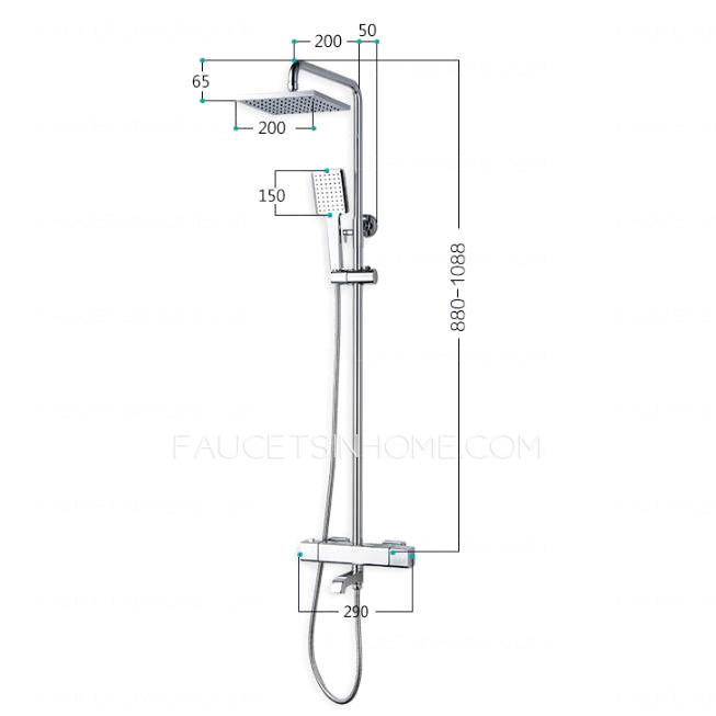 Square Shape Electroplated Brass Thermostatic Exposed Shower Faucets
