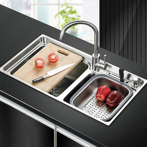 Practical Double Sinks Nickel Brushed Stainless Steel Kitchen Sinks With Faucet