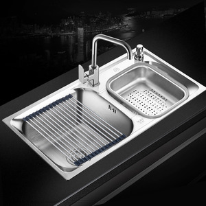 Double Sinks Large Capacity Kitchen Sinks With Faucet Stainless Steel