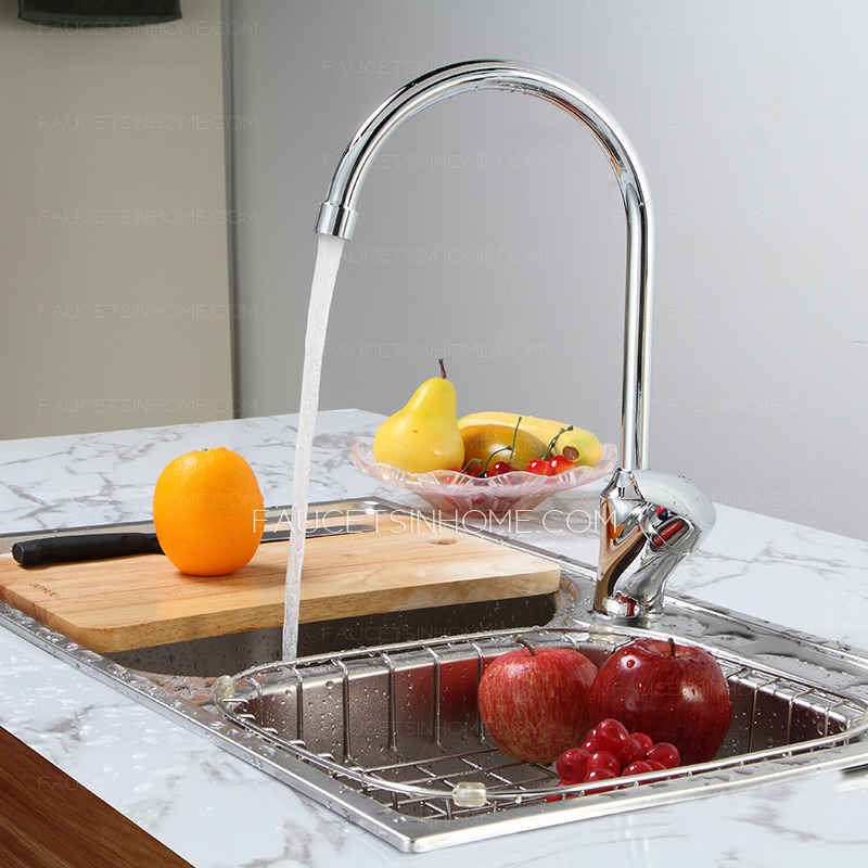 Modern Vessel Mount Single Handle Chrome Brass Kitchen Sink Faucets