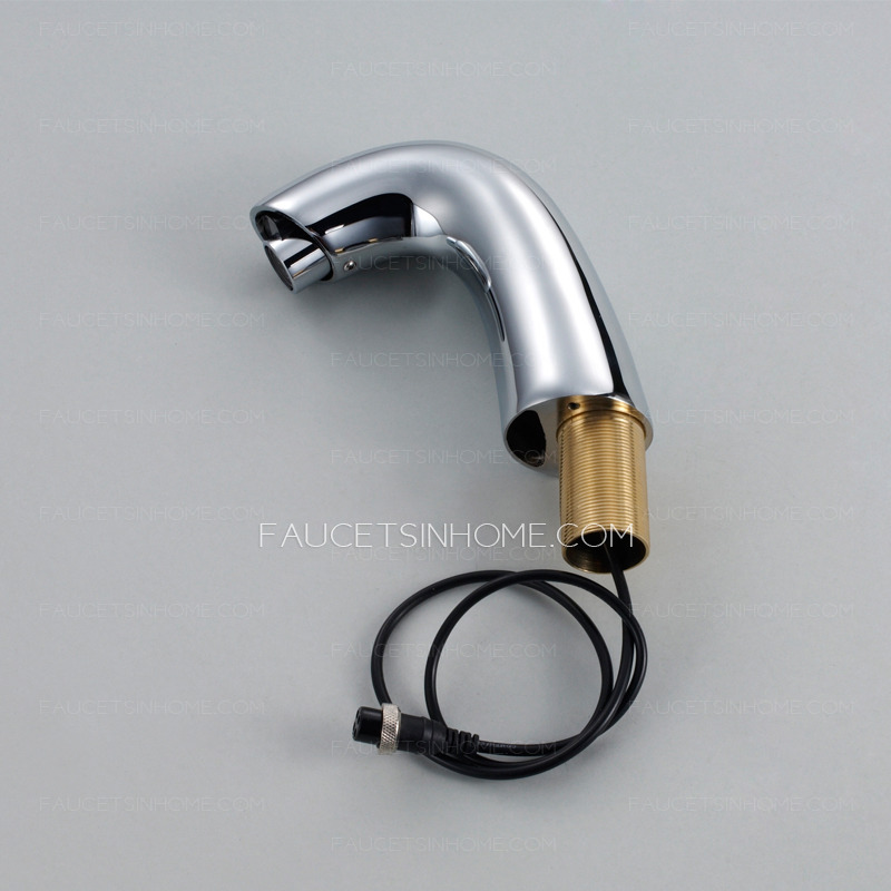 Plug In Chrome Brass One Handle Touchless Bathroom Faucet