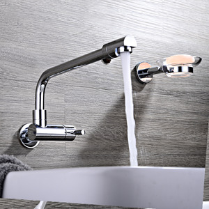 Affordable Wall Mount Brass Chrome One Handle Kitchen Faucet