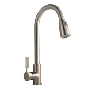 Brushed Nickel Rotatable Brass Pull Down Commercial Kitchen Faucet With Sprayer