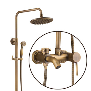 Retro Brass Waterfall Nordic Luxury Golden Bathroom Shower System 