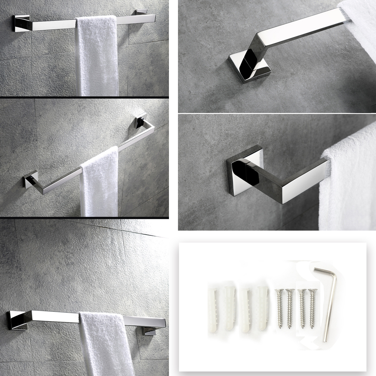 Bathroom Hardware Set Accessories 4-Piece Paper Towel Holder Towel Bar Set Towel Rack Robe Hook Bathroom Decor Stainless Steel